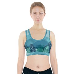 Illustration Of Palm Leaves Waves Mountain Hills Sports Bra With Pocket by HermanTelo