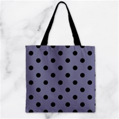 Large Black Polka Dots On Flint Grey - Zipper Grocery Tote Bag by FashionLane