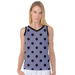 Large Black Polka Dots On Flint Grey - Women s Basketball Tank Top by FashionLane