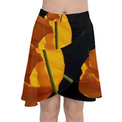 Yellow Poppies Chiffon Wrap Front Skirt by Audy