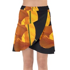 Yellow Poppies Wrap Front Skirt by Audy