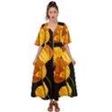 Yellow Poppies Kimono Sleeve Boho Dress View1