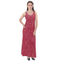 Red Sashiko Sleeveless Velour Maxi Dress by goljakoff