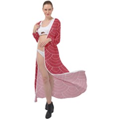 Red Sashiko Maxi Chiffon Beach Wrap by goljakoff