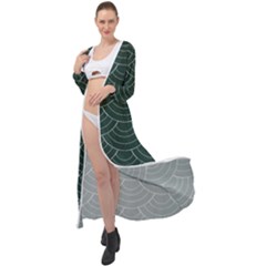 Green Sashiko Maxi Chiffon Beach Wrap by goljakoff