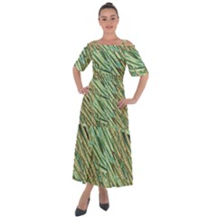 Green Leaves Shoulder Straps Boho Maxi Dress  by goljakoff