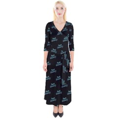 Just Beauty Words Motif Print Pattern Quarter Sleeve Wrap Maxi Dress by dflcprintsclothing