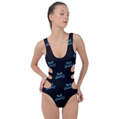 Just Beauty Words Motif Print Pattern Side Cut Out Swimsuit by dflcprintsclothing