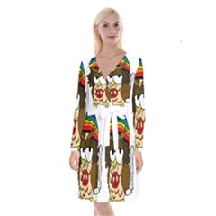  Rainbow Stoner Owl Long Sleeve Velvet Front Wrap Dress by IIPhotographyAndDesigns