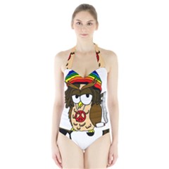  Rainbow Stoner Owl Halter Swimsuit by IIPhotographyAndDesigns