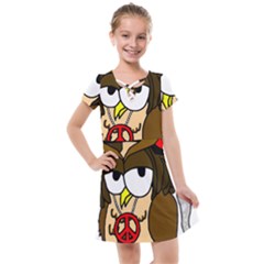  Rainbow Stoner Owl Kids  Cross Web Dress by IIPhotographyAndDesigns