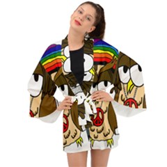  Rainbow Stoner Owl Long Sleeve Kimono by IIPhotographyAndDesigns