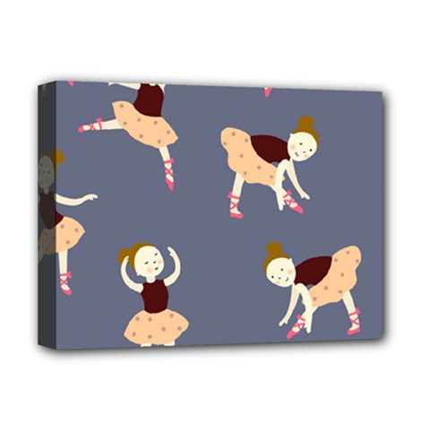 Cute  Pattern With  Dancing Ballerinas On The Blue Background Deluxe Canvas 16  X 12  (stretched)  by EvgeniiaBychkova