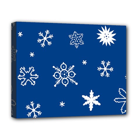 Christmas Seamless Pattern With White Snowflakes On The Blue Background Deluxe Canvas 20  X 16  (stretched) by EvgeniiaBychkova