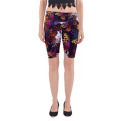 Butterfly Floral Pattern Yoga Cropped Leggings by ArtsyWishy