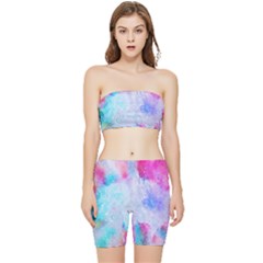 Rainbow Paint Stretch Shorts And Tube Top Set by goljakoff