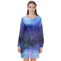 Blue space paint Long Sleeve Chiffon Shift Dress  View1