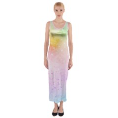 Rainbow Splashes Fitted Maxi Dress by goljakoff