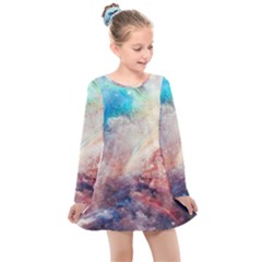 Galaxy Paint Kids  Long Sleeve Dress by goljakoff