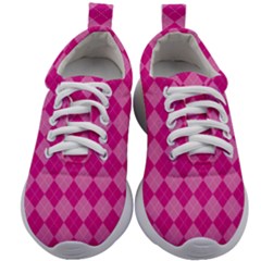 Pink Diamond Pattern Kids Athletic Shoes by ArtsyWishy