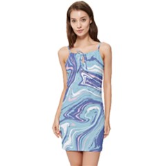 Blue Vivid Marble Pattern Summer Tie Front Dress by goljakoff