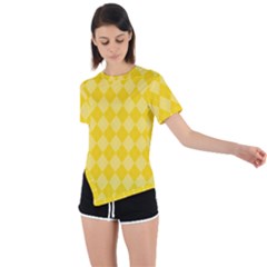 Yellow Diamonds Asymmetrical Short Sleeve Sports Tee by ArtsyWishy