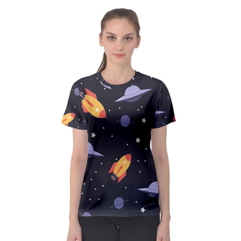 Cosmos Rockets Spaceships Ufos Women s Sport Mesh Tee by Amaryn4rt