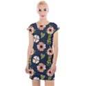 Flower White Grey Pattern Floral Cap Sleeve Bodycon Dress View1