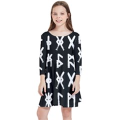 The Anglo Saxon Futhorc Collected Inverted Kids  Quarter Sleeve Skater Dress by WetdryvacsLair