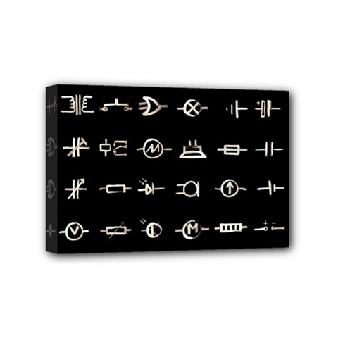 Electrical Symbols Callgraphy Short Run Inverted Mini Canvas 6  X 4  (stretched) by WetdryvacsLair