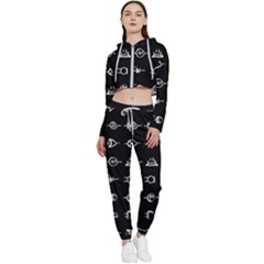 Electrical Symbols Callgraphy Short Run Inverted Cropped Zip Up Lounge Set by WetdryvacsLair