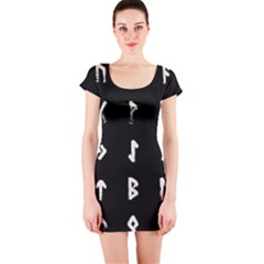 Elder Futhark Rune Set Collected Inverted Short Sleeve Bodycon Dress by WetdryvacsLair