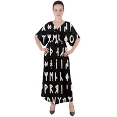 Complete Dalecarlian Rune Set Inverted V-neck Boho Style Maxi Dress by WetdryvacsLair