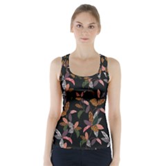 Animal Print Leaves Pattern Racer Back Sports Top by designsbymallika