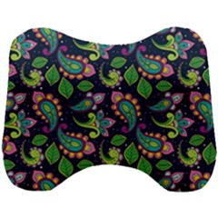 Paisley Green Print Head Support Cushion by designsbymallika