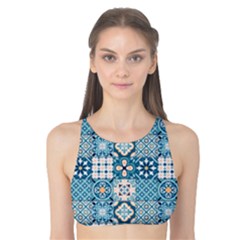 Ceramic Tile Pattern Tank Bikini Top by designsbymallika