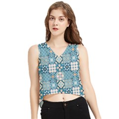 Ceramic Tile Pattern V-neck Cropped Tank Top by designsbymallika