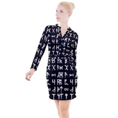 Macromannic Runes Collected Inverted Button Long Sleeve Dress by WetdryvacsLair