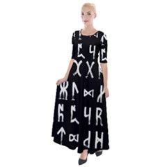 Macromannic Runes Collected Inverted Half Sleeves Maxi Dress by WetdryvacsLair