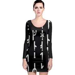 Medieval Runes Collected Inverted Complete Long Sleeve Bodycon Dress by WetdryvacsLair