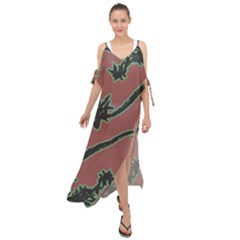 Tropical Style Floral Motif Print Pattern Maxi Chiffon Cover Up Dress by dflcprintsclothing