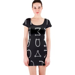 Heinrich Cornelius Agrippa Of Occult Philosophy 1651 Angelic Alphabet Or Celestial Writing Collected Inverted Short Sleeve Bodycon Dress by WetdryvacsLair