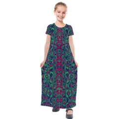 Tree Flower Paradise Of Inner Peace And Calm Pop-art Kids  Short Sleeve Maxi Dress by pepitasart