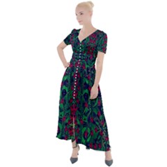 Tree Flower Paradise Of Inner Peace And Calm Pop-art Button Up Short Sleeve Maxi Dress by pepitasart