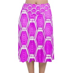 Hexagon Windows Velvet Flared Midi Skirt by essentialimage