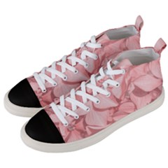 Coral Colored Hortensias Floral Photo Men s Mid-top Canvas Sneakers by dflcprintsclothing