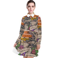 Possum - Mentally Sick Physically Thick Long Sleeve Chiffon Shirt Dress by Valentinaart