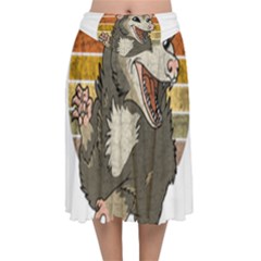 Possum  Velvet Flared Midi Skirt by Valentinaart