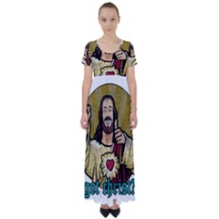 Buddy Christ High Waist Short Sleeve Maxi Dress by Valentinaart