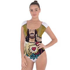 Buddy Christ Short Sleeve Leotard  by Valentinaart